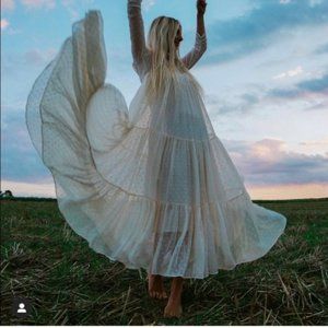 Zara Swiss Dot Pale Pink Midi Dress  Sz XL NWT